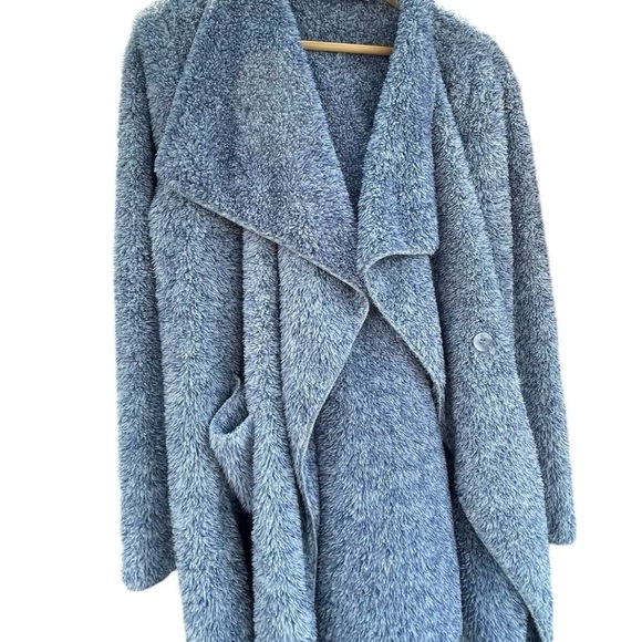 Soft Surroundings Sweaters - Hugs from Soft Surroundings Fleece Hug-Me Cardigan Jacket Oversized Size M Blue